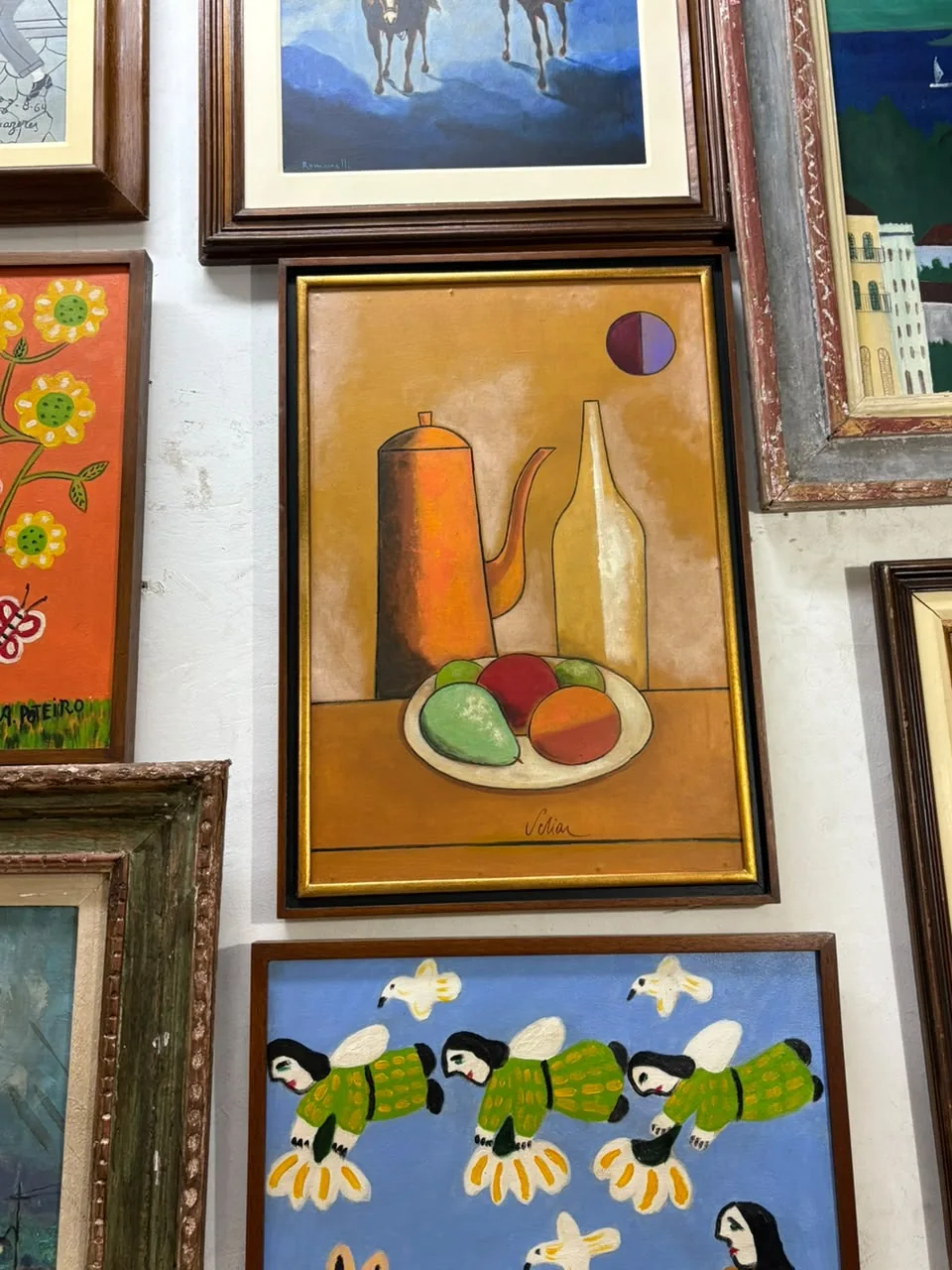 Pintura de natureza-morta emoldurada
